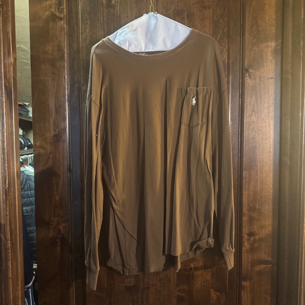 Polo Ralph Lauren Long-Sleeve Pocket T-Shirt, Brown, Size XL